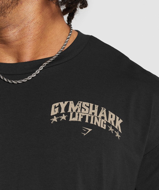 Gymshark Lifting Stars T-Shirt Black | 46832RGNA