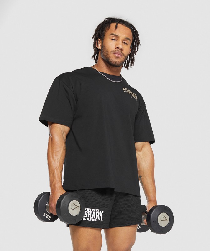 Gymshark Lifting Stars T-Shirt Black | 46832RGNA
