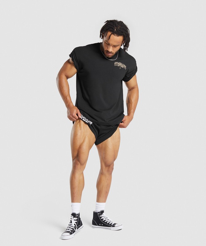 Gymshark Lifting Stars T-Shirt Black | 46832RGNA