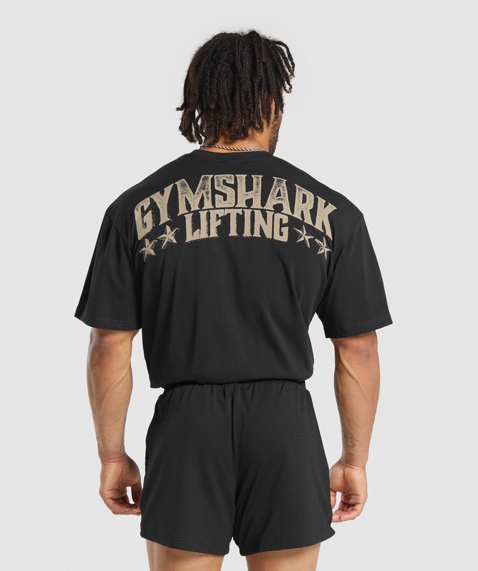 Gymshark Lifting Stars T-Shirt Black | 46832RGNA
