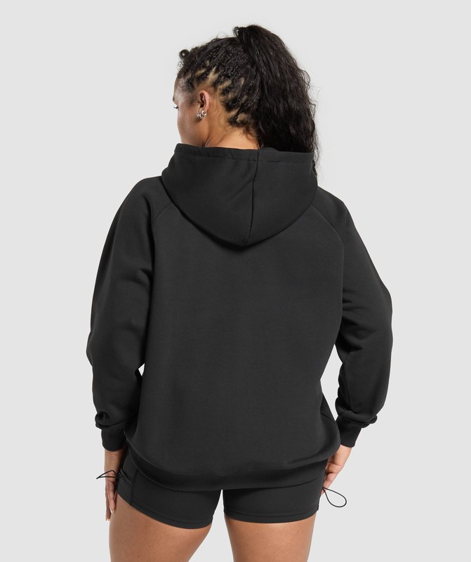 Gymshark London City Oversized Graphic Hoodie Black | 94382SQIO