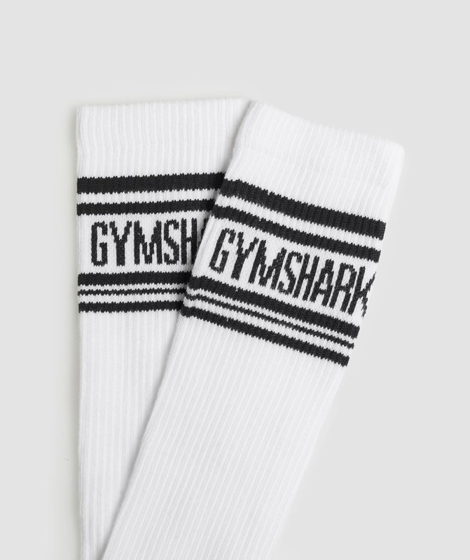 Gymshark Long Stripe Socks White | 87234FUXM