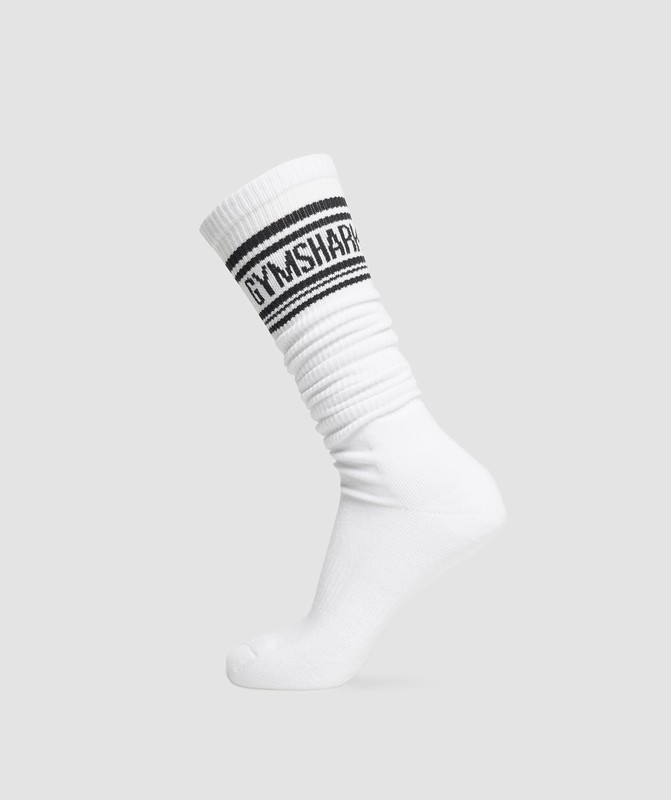 Gymshark Long Stripe Socks White | 87234FUXM