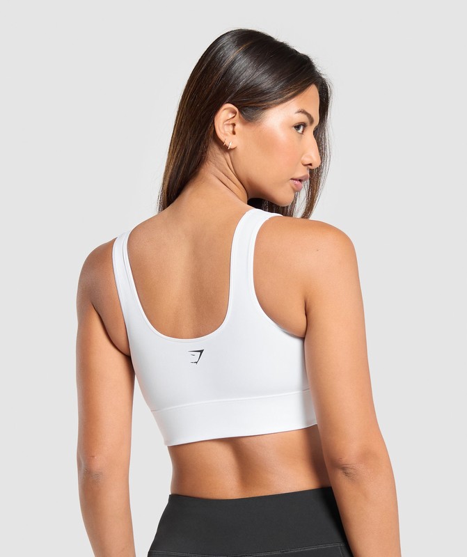 Gymshark Longline Sports Bra White | 52143XAKM
