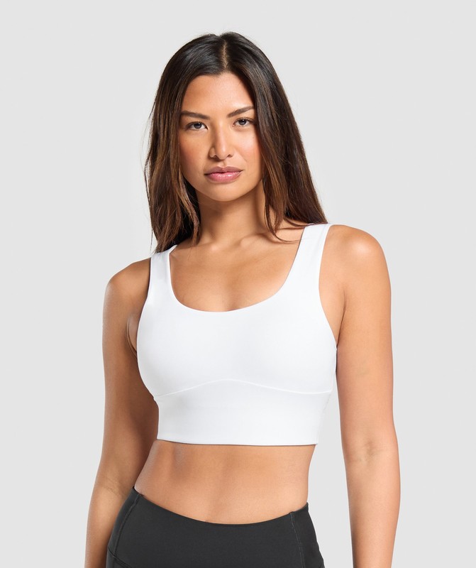 Gymshark Longline Sports Bra White | 52143XAKM