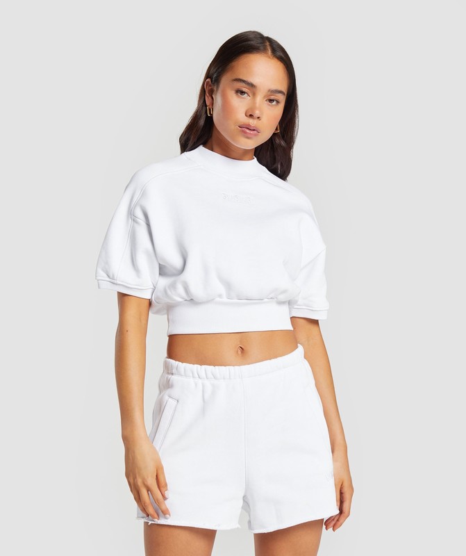 Gymshark Loopback Sweat Pullover White | 85269HCEY