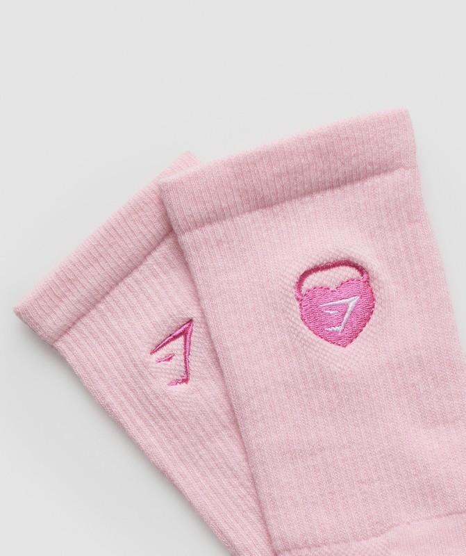Gymshark Love Heart Cutie Graphic Crew Sock Single Dolly Pink | 93574OEUQ