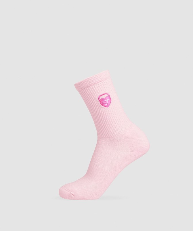 Gymshark Love Heart Cutie Graphic Crew Sock Single Dolly Pink | 93574OEUQ