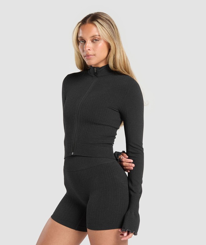 Gymshark Luxe Seamless Jacket Coal Marl | 31754EJNV
