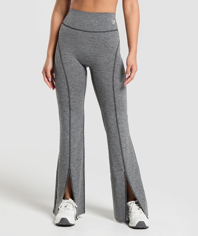 Gymshark Marl Flared Leggings Black | 29508FBZJ