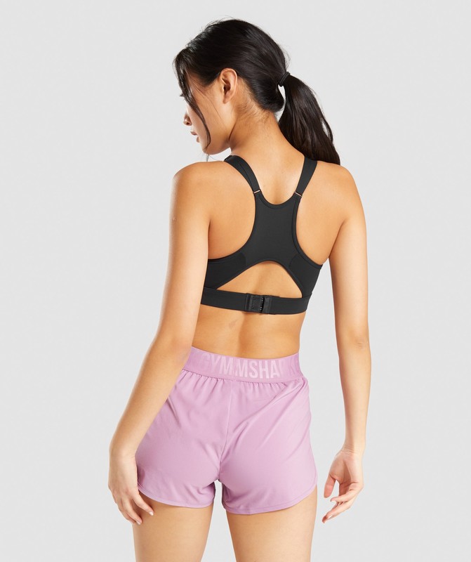Gymshark Mesh Neckline Training Sports Bra Black | 81349BUFT