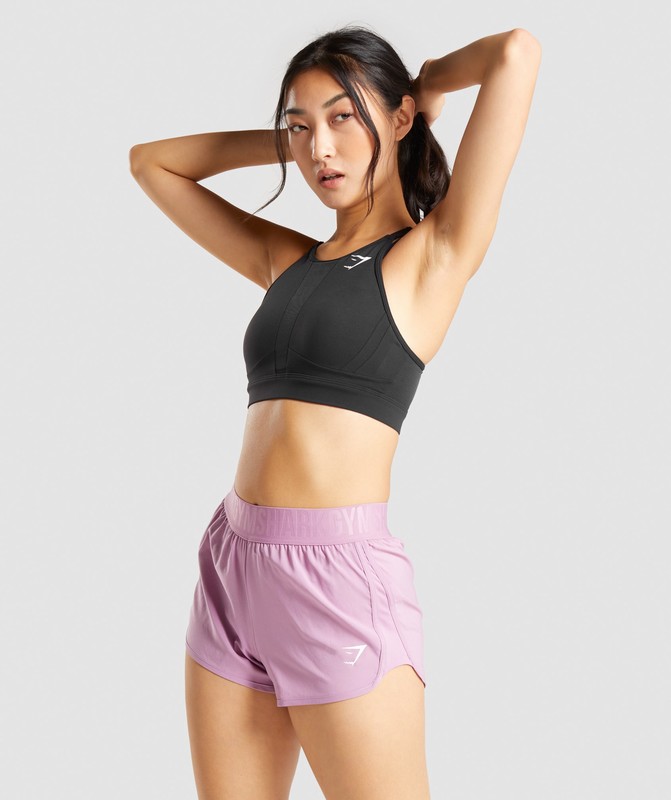 Gymshark Mesh Neckline Training Sports Bra Black | 81349BUFT