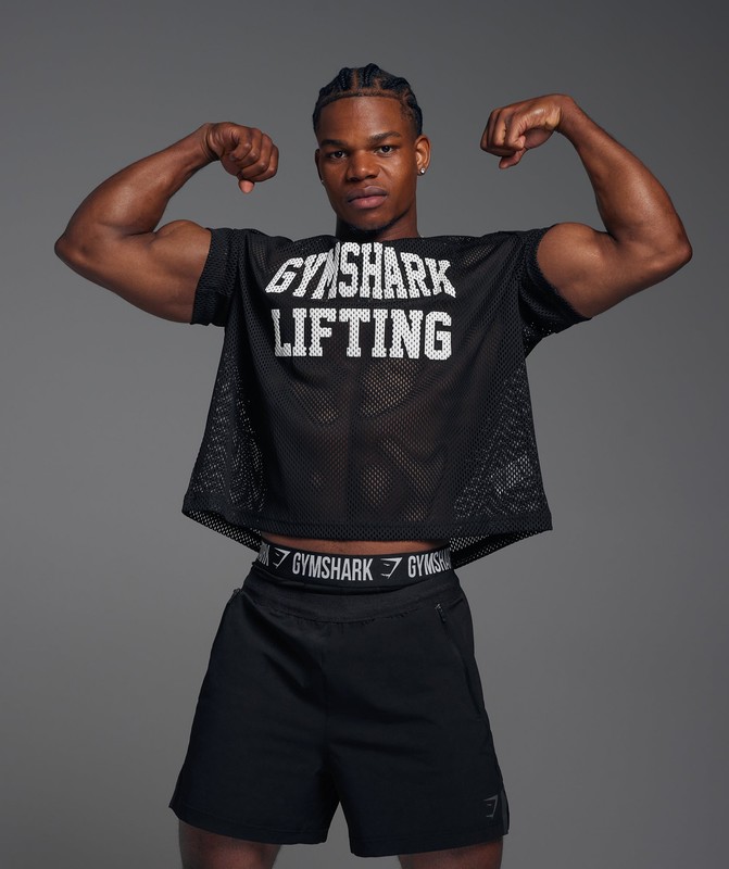 Gymshark Mesh Oversized T-Shirt Black | 51734IACY