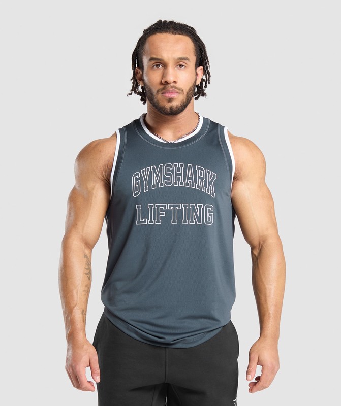Gymshark Mesh Tank Titanium Blue | 64253CFGD