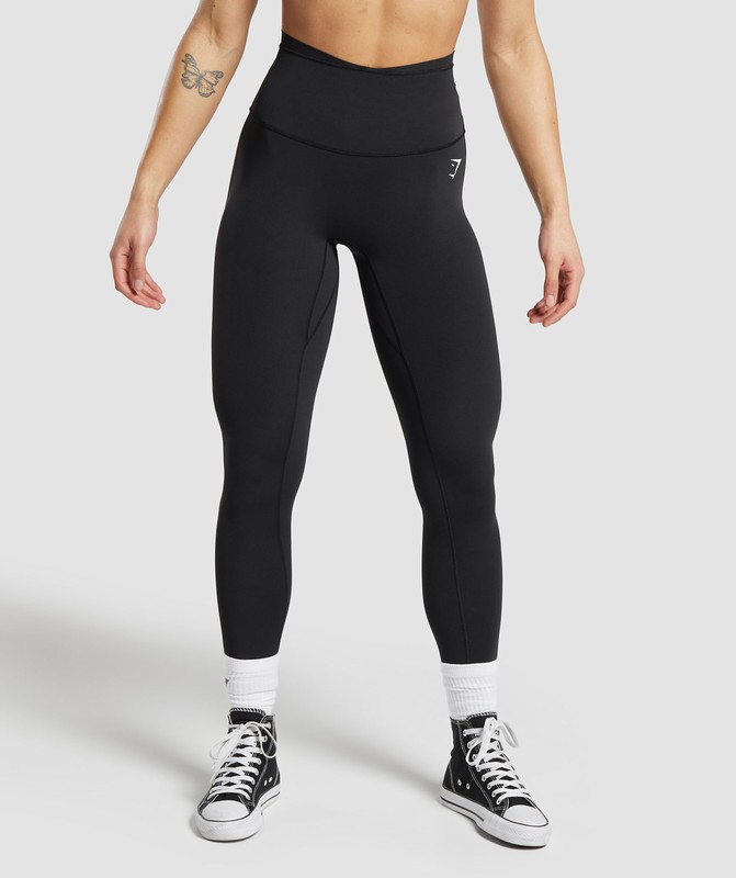 Gymshark Mesh Waistband Leggings Black | 71258NPBC
