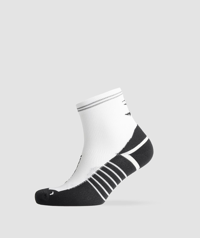 Gymshark Mid Running Socks White / Black | 62974SFTN