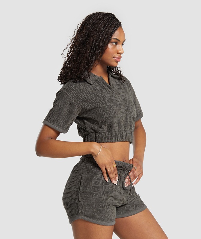 Gymshark Monogram Towel Crop Top Strength Green | 94613ADPN