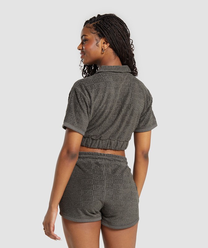 Gymshark Monogram Towel Crop Top Strength Green | 94613ADPN