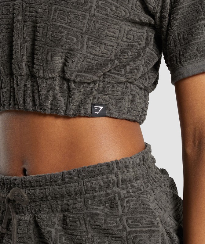 Gymshark Monogram Towel Crop Top Strength Green | 94613ADPN