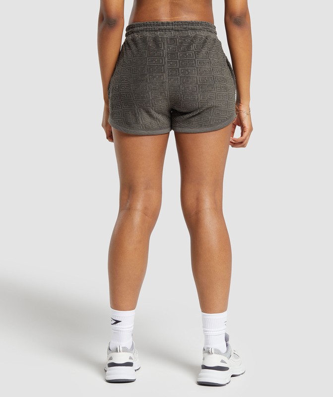 Gymshark Monogram Towel Short Strength Green | 94128LIJY