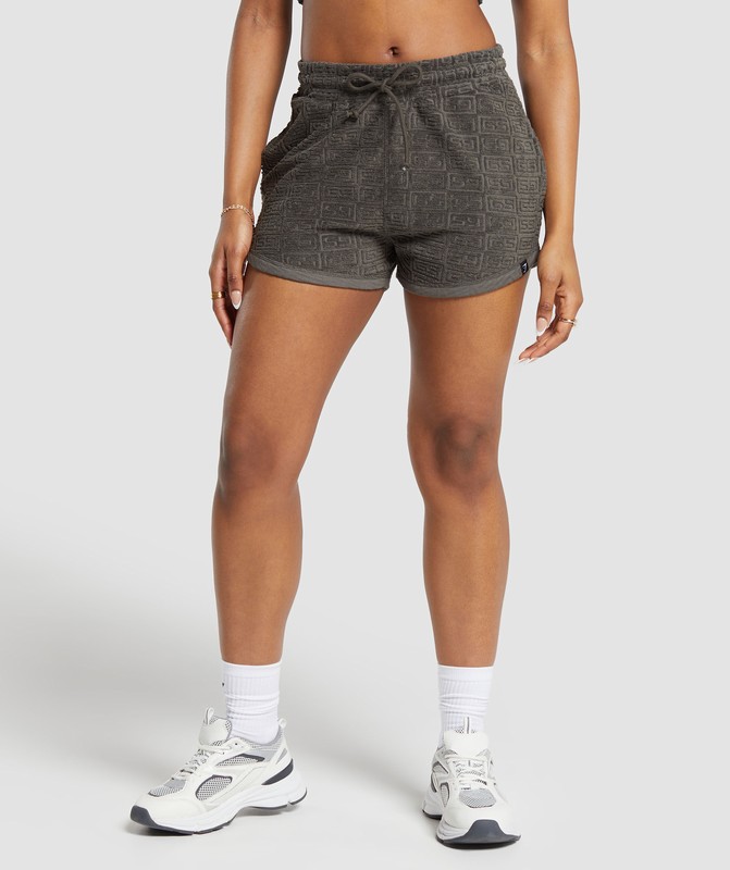 Gymshark Monogram Towel Short Strength Green | 94128LIJY
