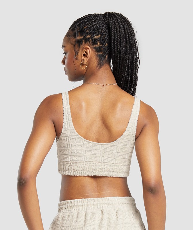 Gymshark Monogram Towelling Bralette Pebble Grey | 72108YZQX