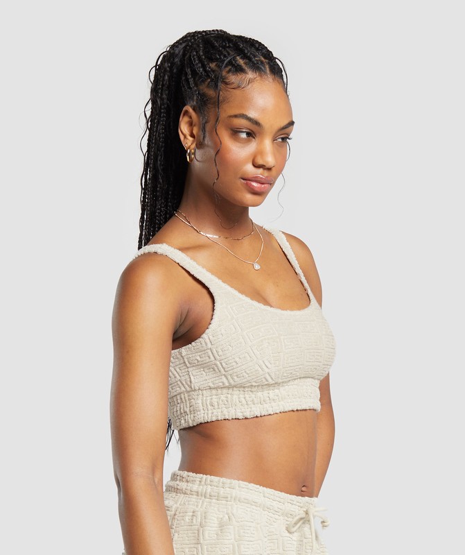 Gymshark Monogram Towelling Bralette Pebble Grey | 72108YZQX
