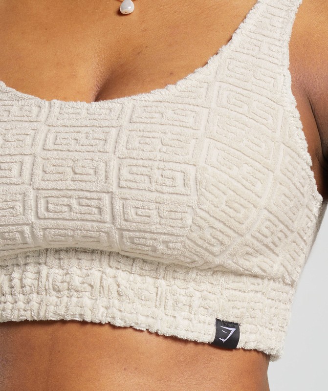 Gymshark Monogram Towelling Bralette Pebble Grey | 72108YZQX