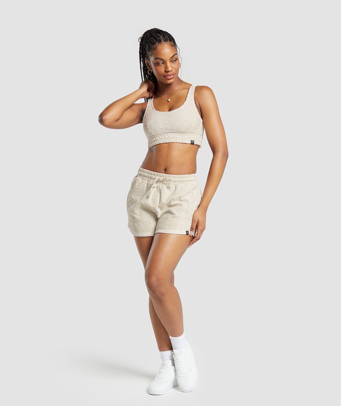Gymshark Monogram Towelling Bralette Pebble Grey | 72108YZQX