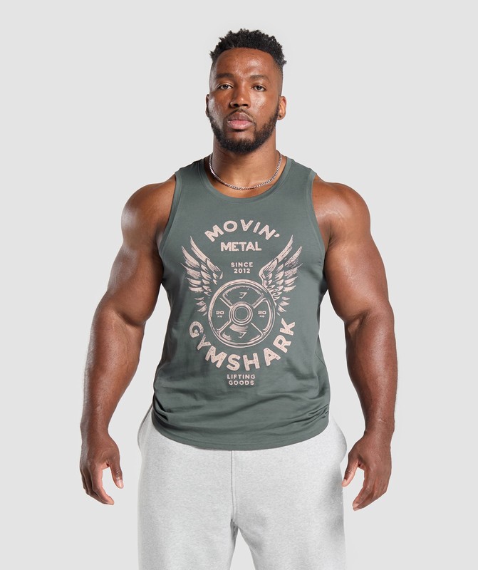 Gymshark Movin' Metal Graphic Tank Slate Teal | 95716WQMY