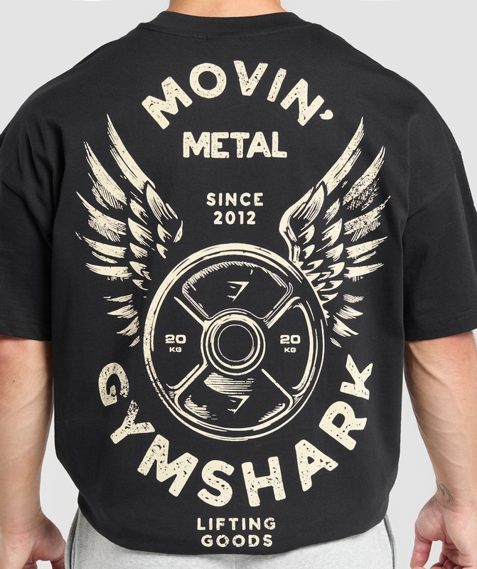 Gymshark Movin' Metal Graphic T-Shirt Black | 59403JONL