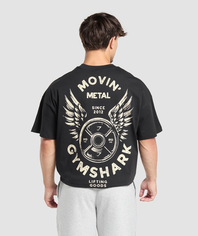 Gymshark Movin' Metal Graphic T-Shirt Black | 59403JONL