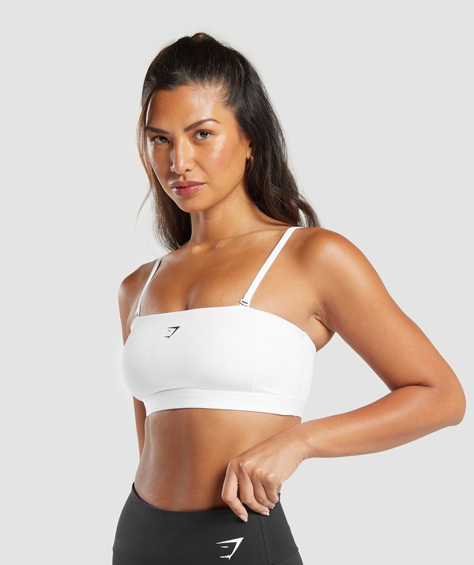 Gymshark Multi Way Strap Bandeau Bra White | 89731VNTW
