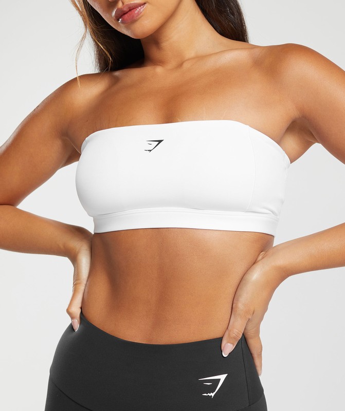 Gymshark Multi Way Strap Bandeau Bra White | 89731VNTW