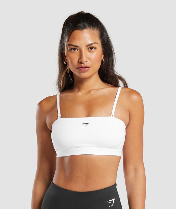Gymshark Multi Way Strap Bandeau Bra White | 89731VNTW