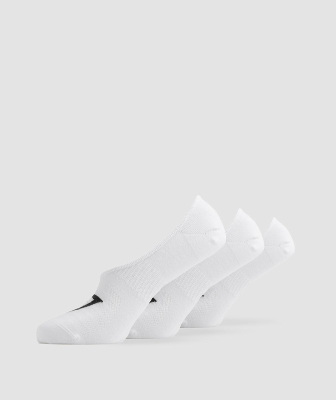 Gymshark No Show Socks 3pk White | 74863XAJO