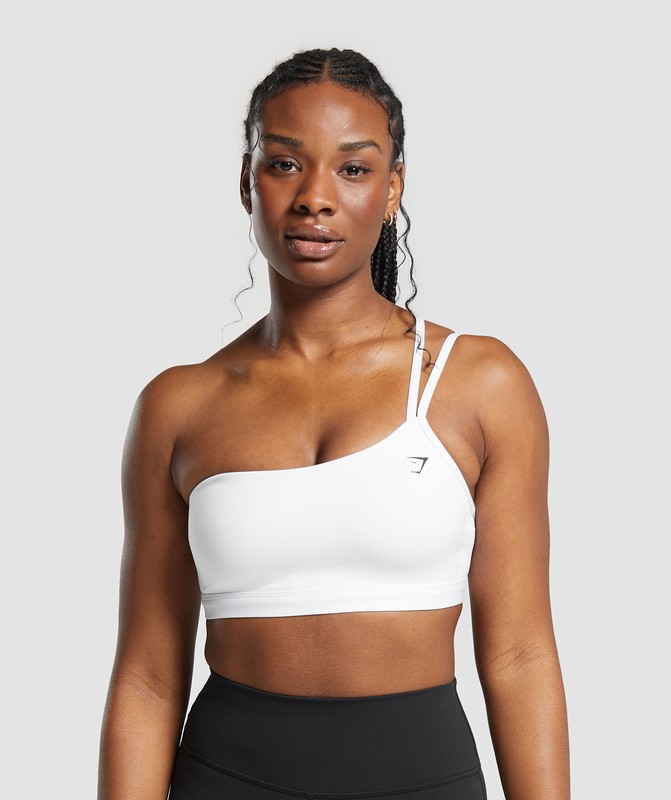 Gymshark One Shoulder Sports Bra White | 49172KNDP
