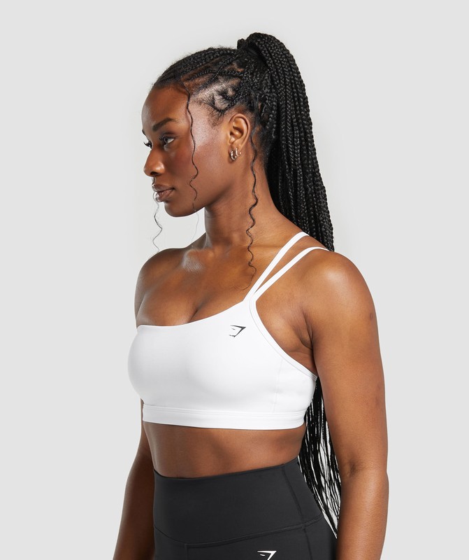 Gymshark One Shoulder Sports Bra White | 49172KNDP