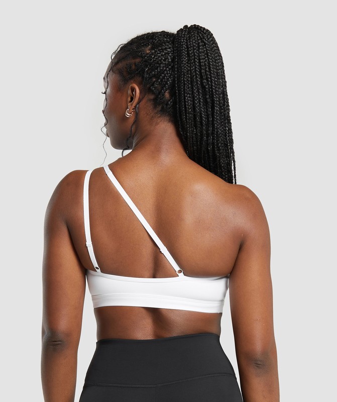 Gymshark One Shoulder Sports Bra White | 49172KNDP