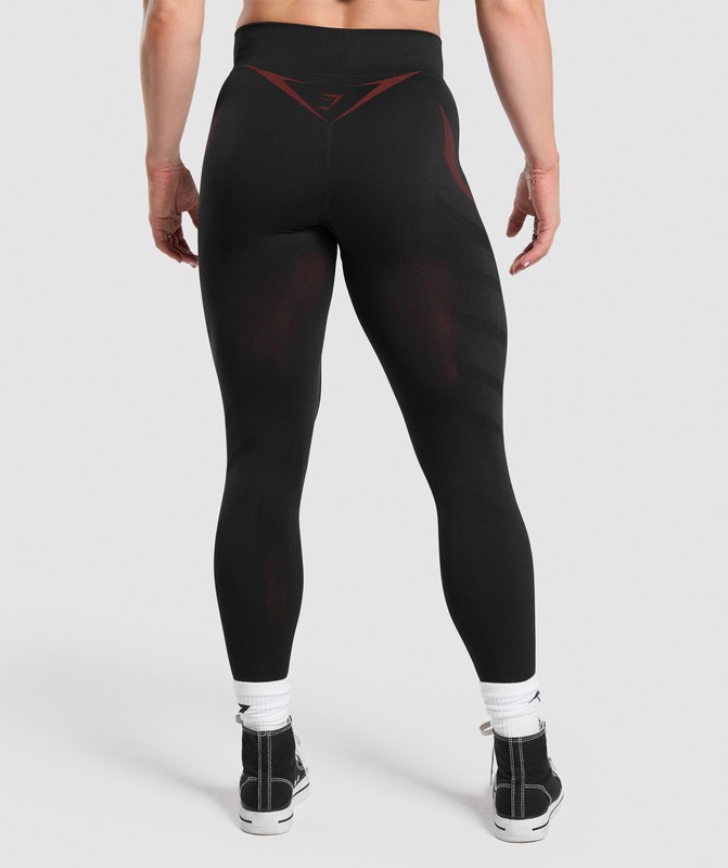 Gymshark Onyx Seamless Leggings Black / Reps Red | 13685TENR