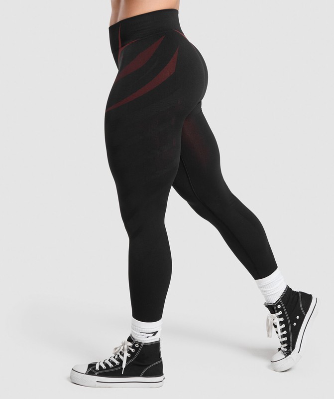 Gymshark Onyx Seamless Leggings Black / Reps Red | 13685TENR