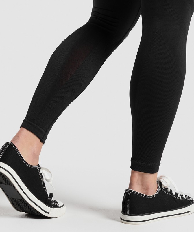 Gymshark Onyx Seamless Leggings Black / Reps Red | 13685TENR