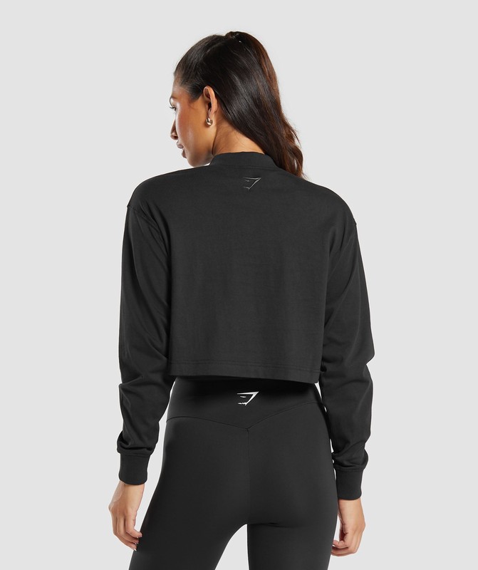 Gymshark Outline Oversized Top Black | 01687GLTD