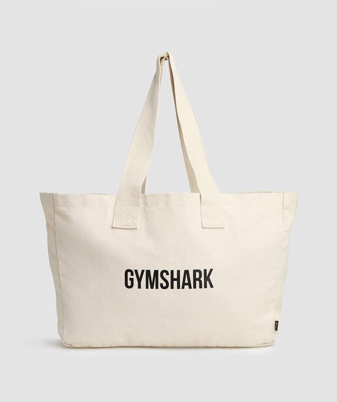 Gymshark Oversized Canvas Tote Ecru White | 24019BXTJ