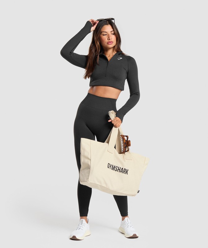 Gymshark Oversized Canvas Tote Ecru White | 24019BXTJ
