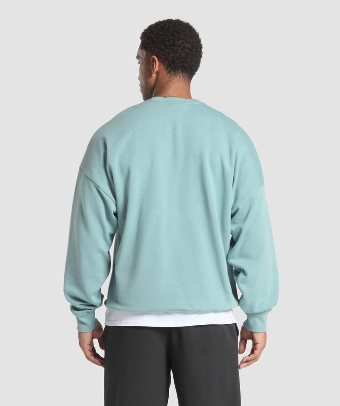 Gymshark Oversized Crest Crew Rest Blue | 16428XUEG