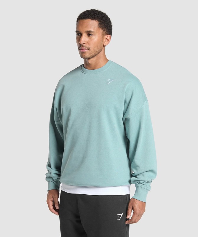 Gymshark Oversized Crest Crew Rest Blue | 16428XUEG