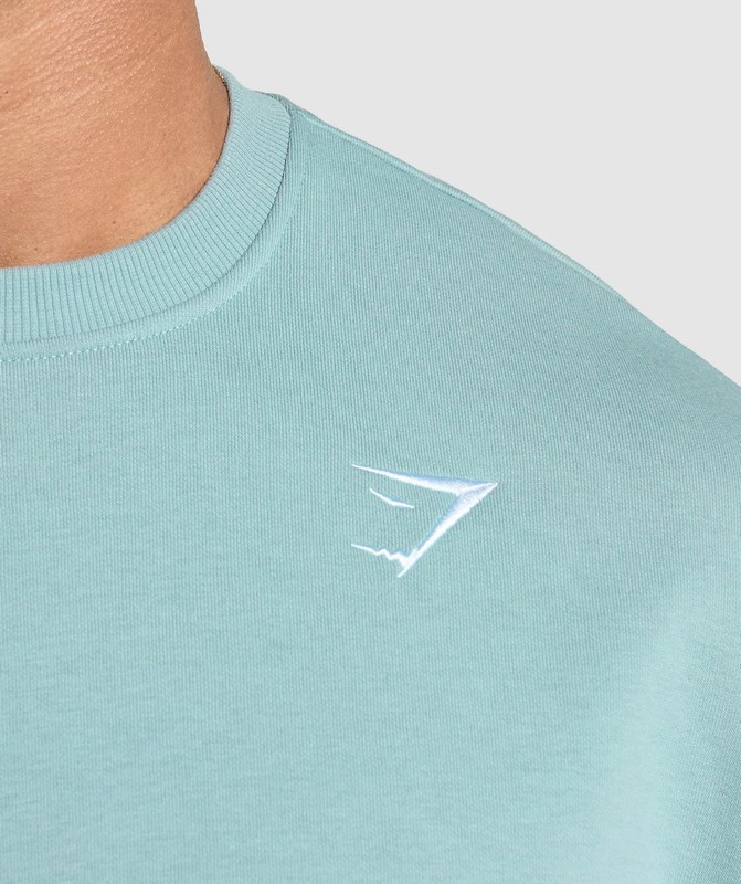 Gymshark Oversized Crest Crew Rest Blue | 16428XUEG