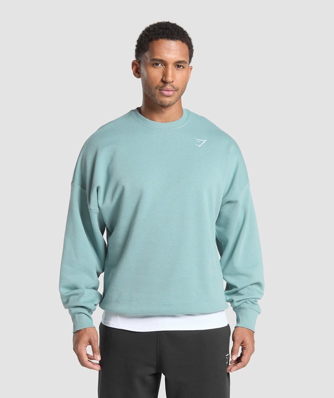 Gymshark Oversized Crest Crew Rest Blue | 16428XUEG