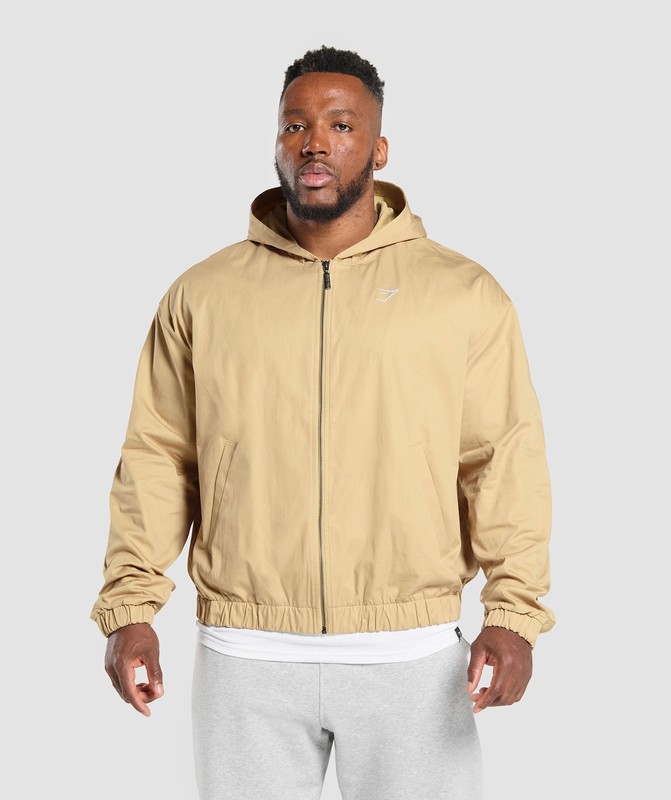 Gymshark Oversized Hooded Jacket Sand Beige | 97310BJSG